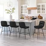 Cozyman Ensemble de 3 24" Tabourets de comptoir pour l'île de la cuisine,Beauge Gray, cuir faux, dossier rembourré, facile à nettoyer, hauteur de siège 24.4", tables hautes 35"-38" , style moderne
