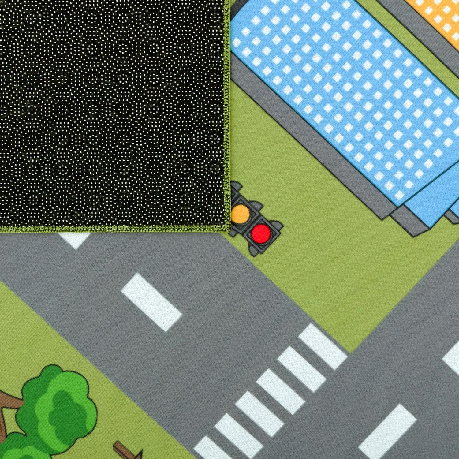 TT Home Kinder-Teppich, Spielteppich Für Kinderzimmer Mit Straßen-Muster Und Autos, Grün, Größe:240x340 cm