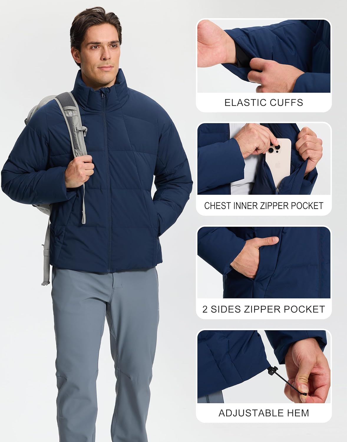 Pioneer Camp Men’s Winter Coats Down Puffer Jacket Men Waterproof Lightweight Windproof Puffy Quilted Bubble Coat Casual - Image 6