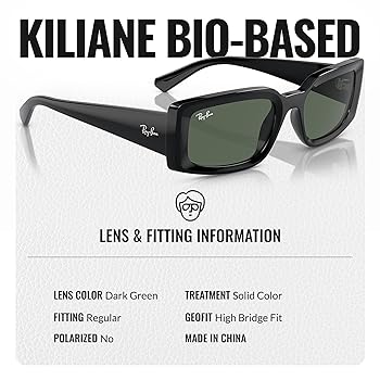 Ray-Ban KILIANE BIO-BASED ブラックサングラス KILIANE BIO-BASED Sunglasses in Black and Dark Green