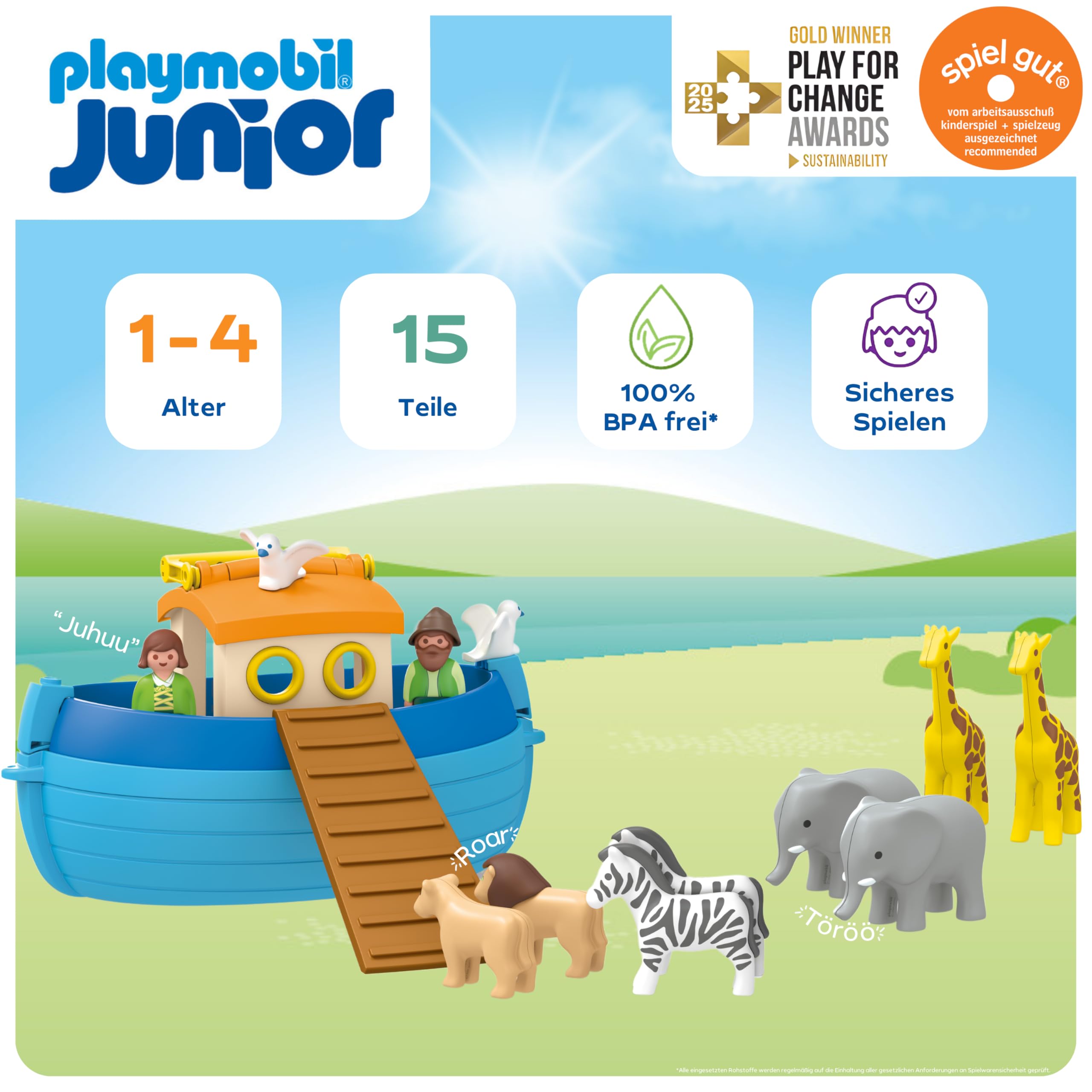 PLAYMOBIL JUNIOR | Meine Mitnehm-Arche Noah | nachhaltiges Spielzeug für Kinder ab 1 Jahr | 71681