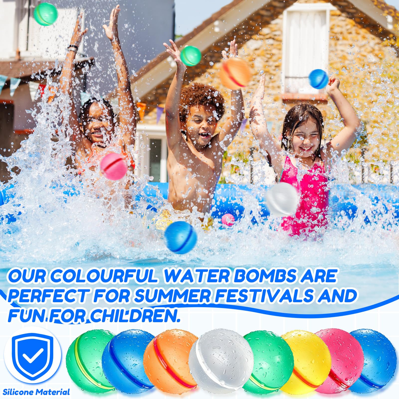 8 Pezzi Palloncini d'Acqua Riutilizzabili, Palloncini d'Acqua in Silicone Magnetico, Riempimento Rapido, Giocattoli Acquatici per Esterni, Festa in Piscina Estiva per Bambini Adulti