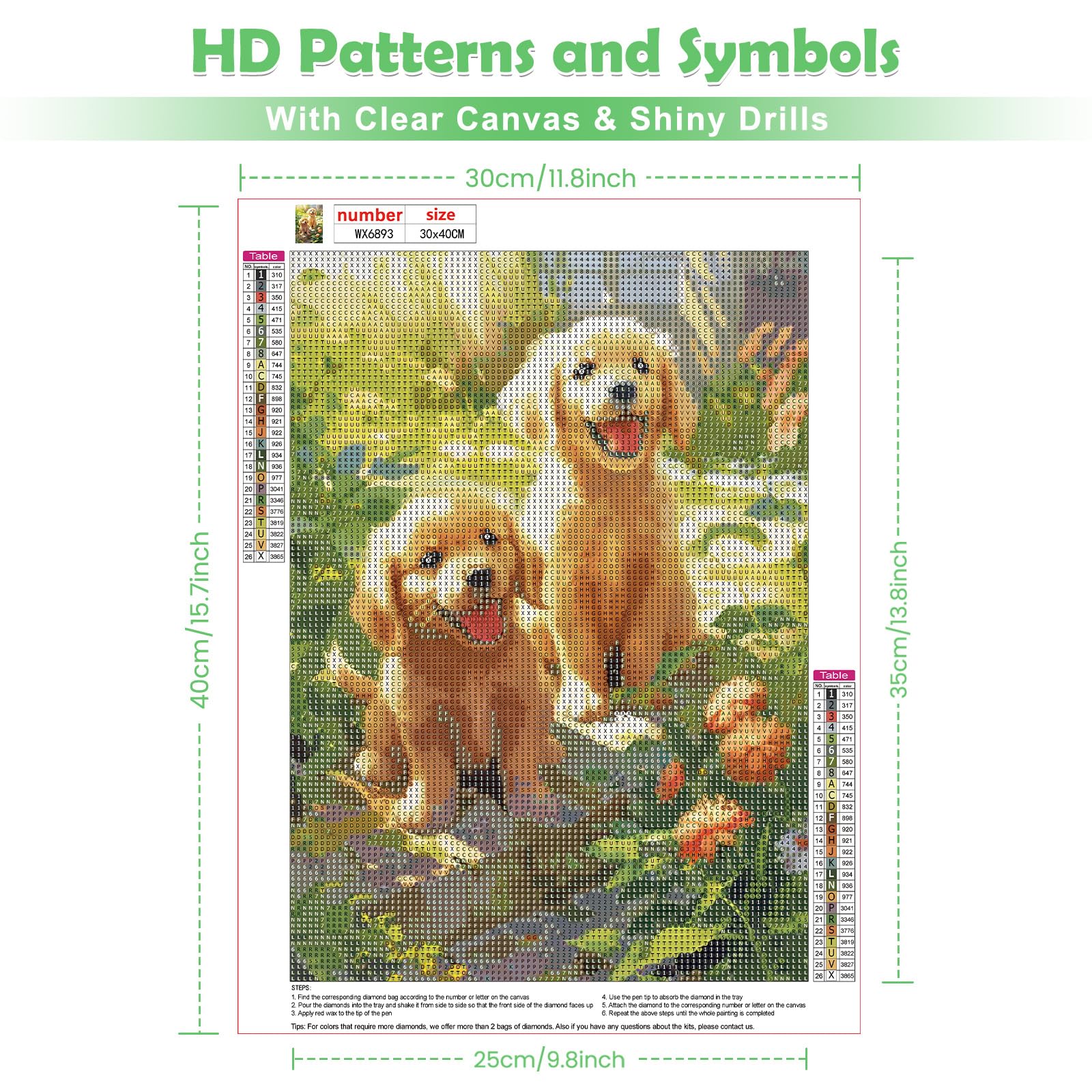 QENSPE Diamond Painting Kit 5D Cucciolo | 30x40 Cm Con Tela HD E Strumenti | Fai Da Te Per Adulti E Bambini