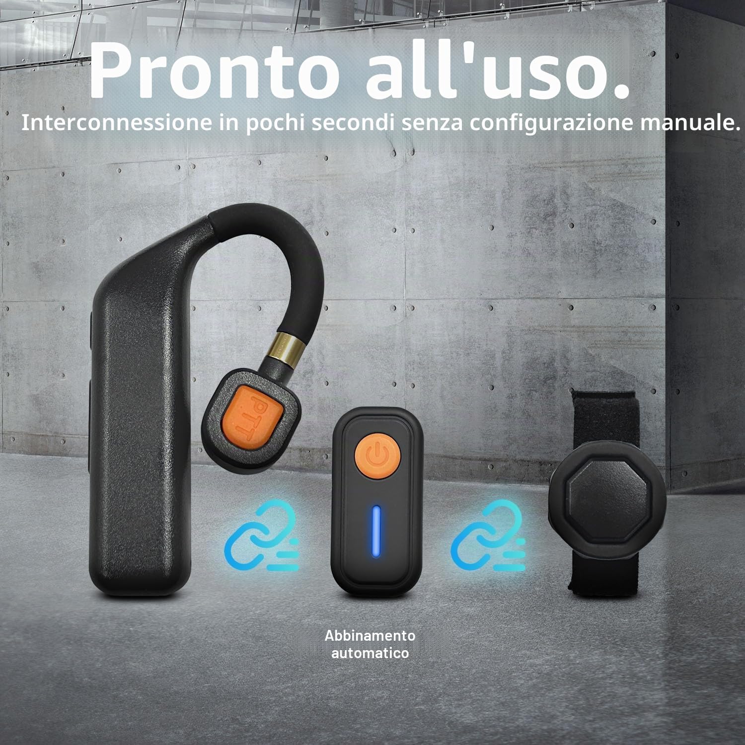 Auricolare wireless per walkie talkie con adattatore Bluetooth e Finger PTT, cancellazione del rumore, auricolare radio bidirezionale con gancio girevole a 180°, batteria 10H, ricarica di tipo C per
