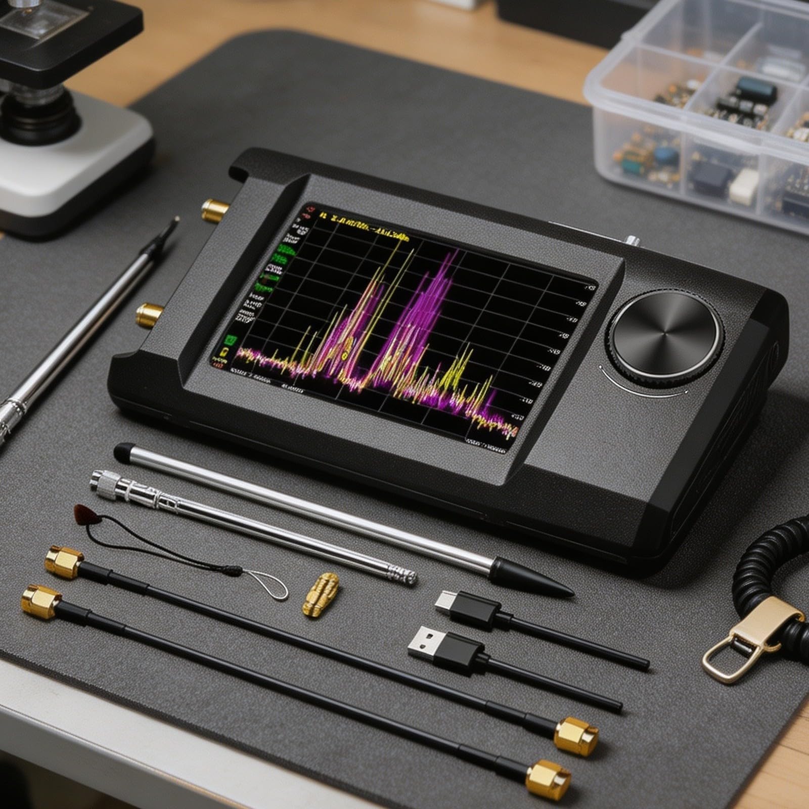 Analyseur de spectre portable SA5 avec écran LCD IPS de 4 pouces, plage de