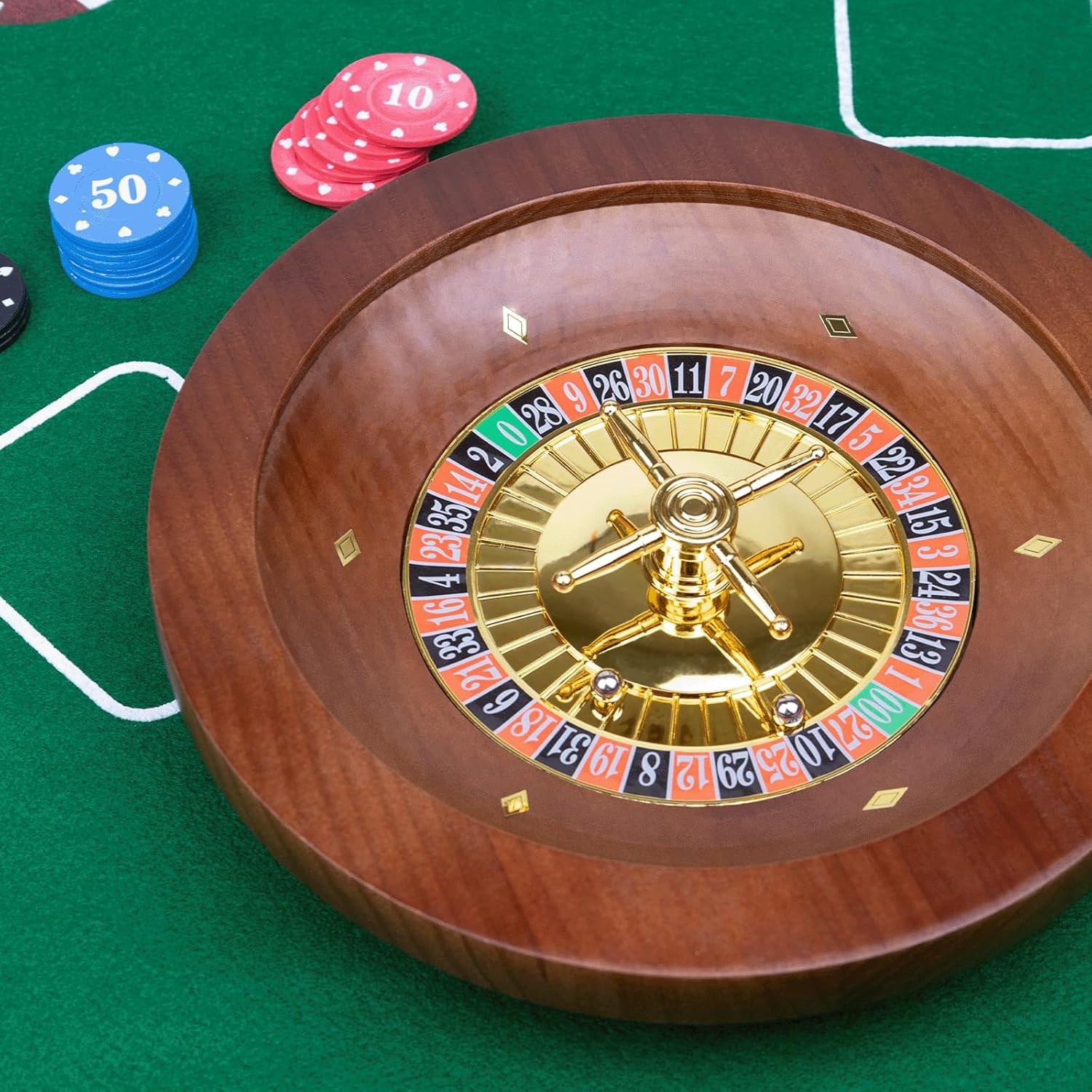 10 Inch Wooden Roulette Wheel,Professional Solid Wood Casino Roulette Wheels for Adults,with 4 Roulette Balls,Perfect for Home Game Night and Entertainment Party
