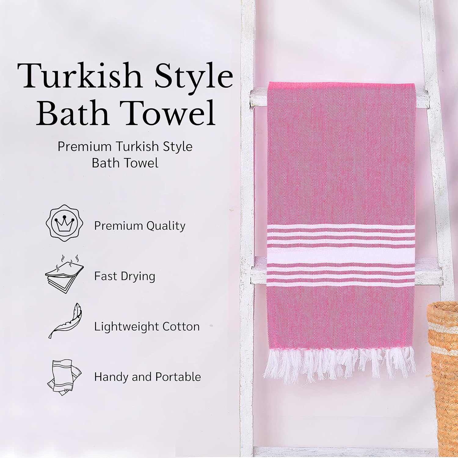 2-Pack Turkish Style Luxury Beach Towels, Fast-Drying Turkish Cotton Towels, Lightweight Big ...