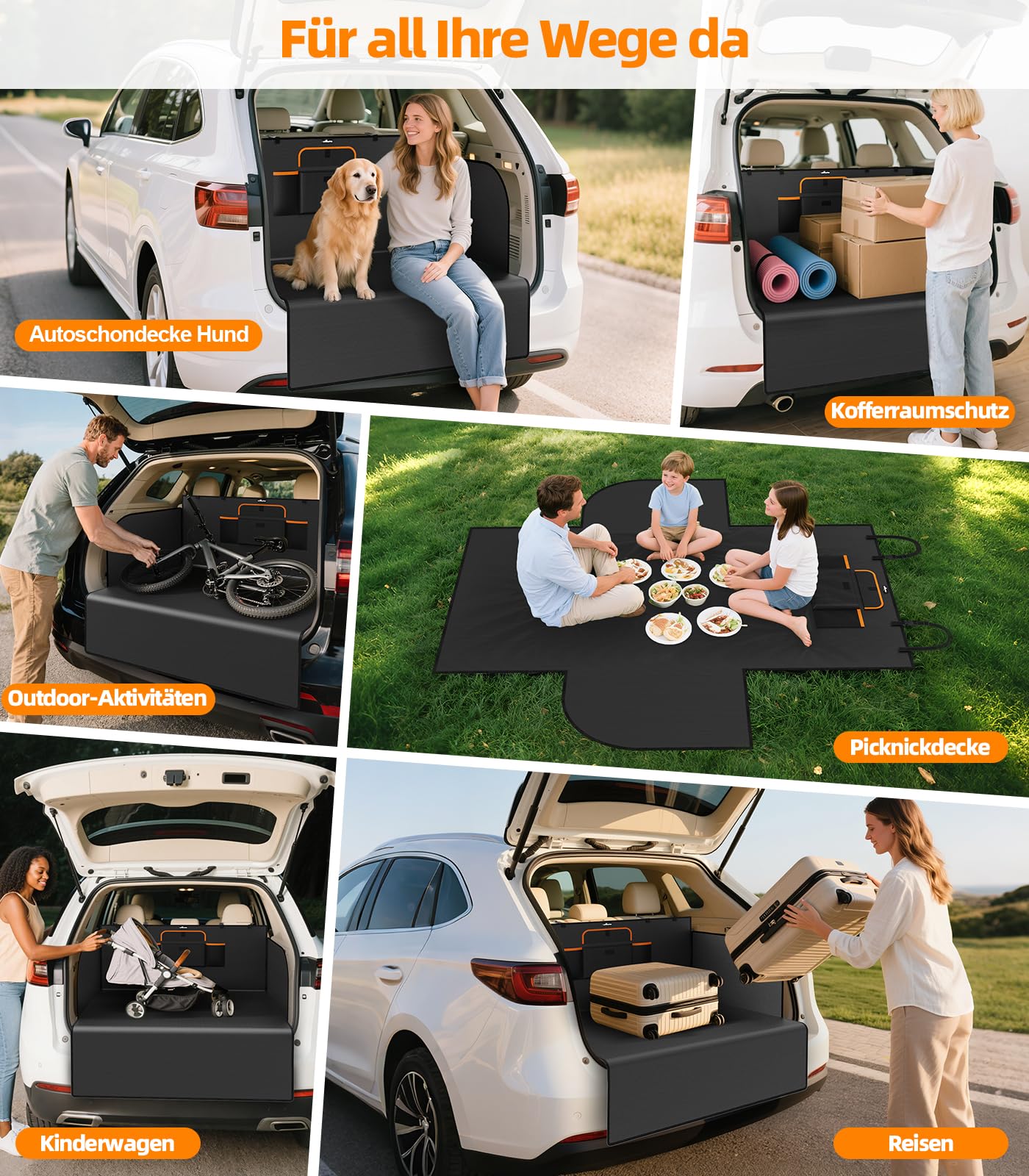 Kofferraumschutz Hund Seitenschutz Ladekantenschutz Kofferraum Schutzmatte Hund wasserdicht Kratzfest Universale Hundedecke Auto Kofferraum Schutzmatte für SUV LKW 185 * 115 * 48cm