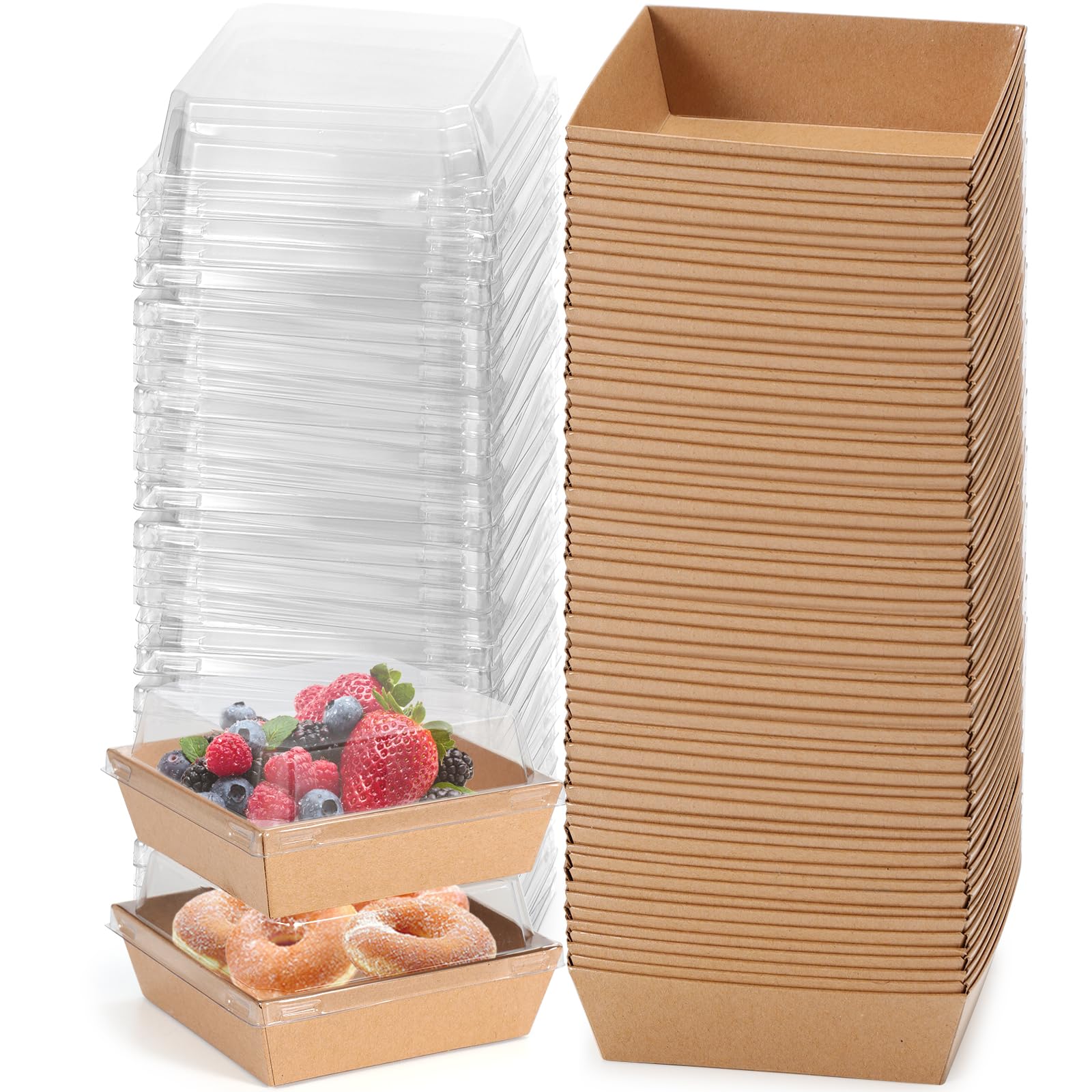 100 cajas de embutidos con tapas, color marrón 011