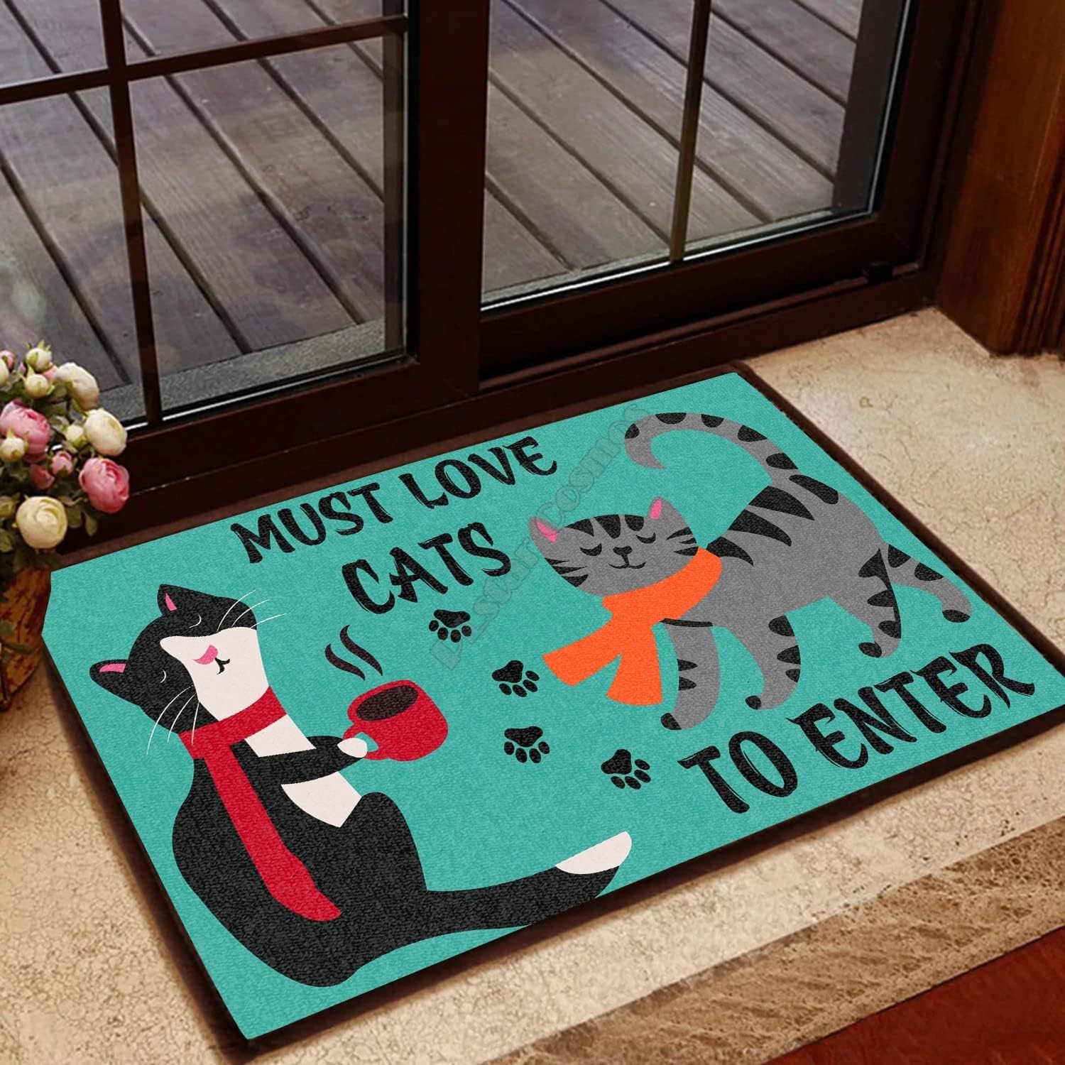 Generic Cat Lovers Door Mat - Must Love Cats To Enter - Non Slip Doormat - Beige, 20x32 inch