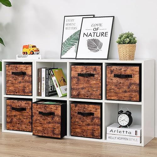 Miniatura 5 de Stero Cubitos de almacenamiento de tela, paquete de 6 contenedores plegables con asa, caja de 11 pulgadas para estantes, armario, organizador,