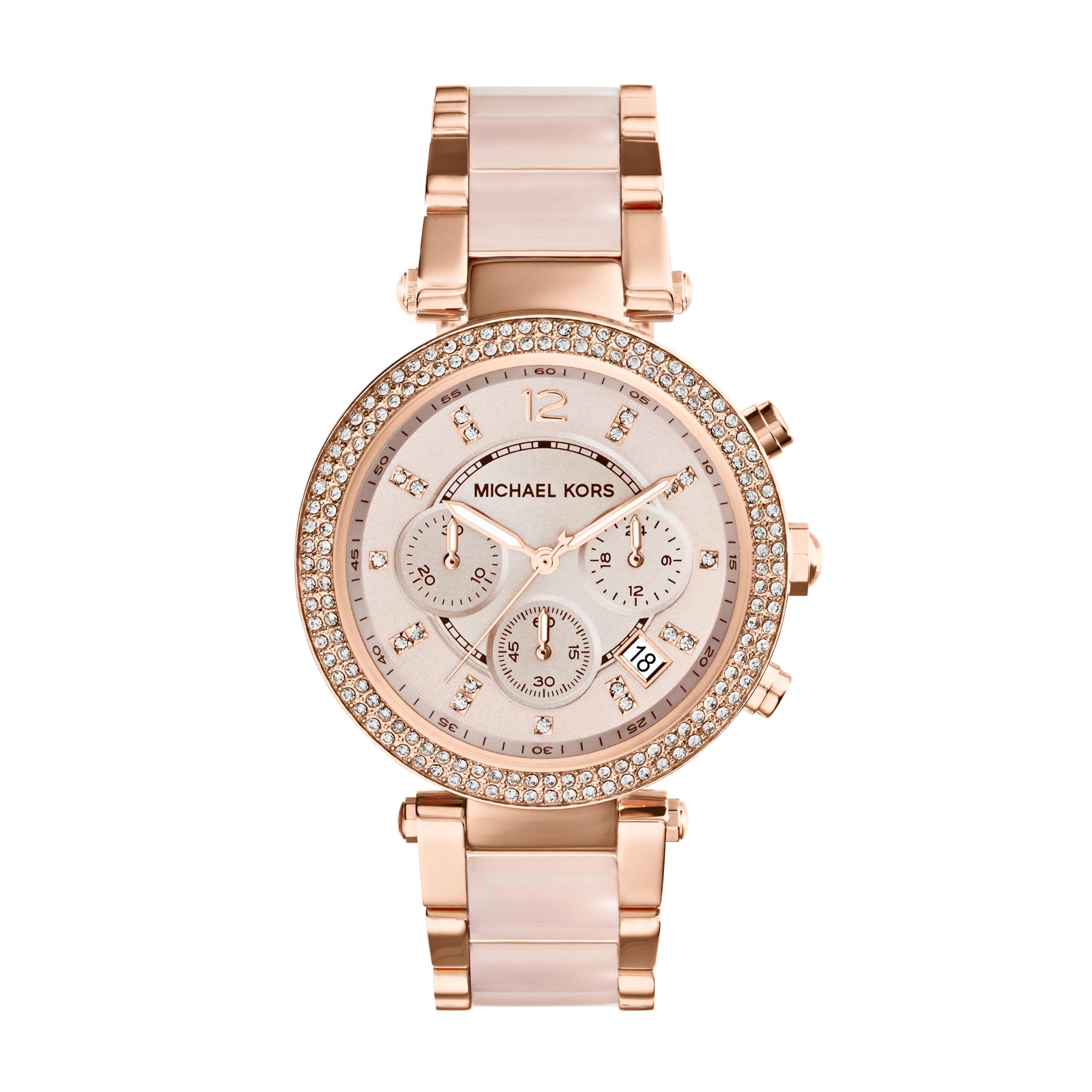 Michael Kors Parker Watch for Women, Quartz Chronograph Movement with Stainless Steel or PVC Strap