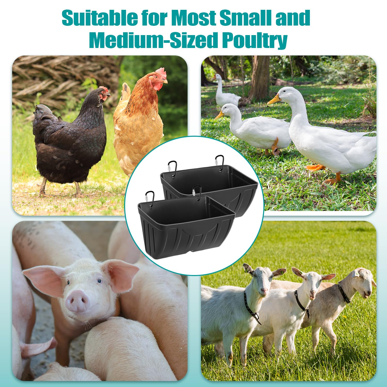 Comedero de pollo, comederos colgantes para cabras, comedero colgante para aves de corral para ovejas, patos y perros, comedero de cerca, contenedor de alimentación de ganado, accesorios de gallinero