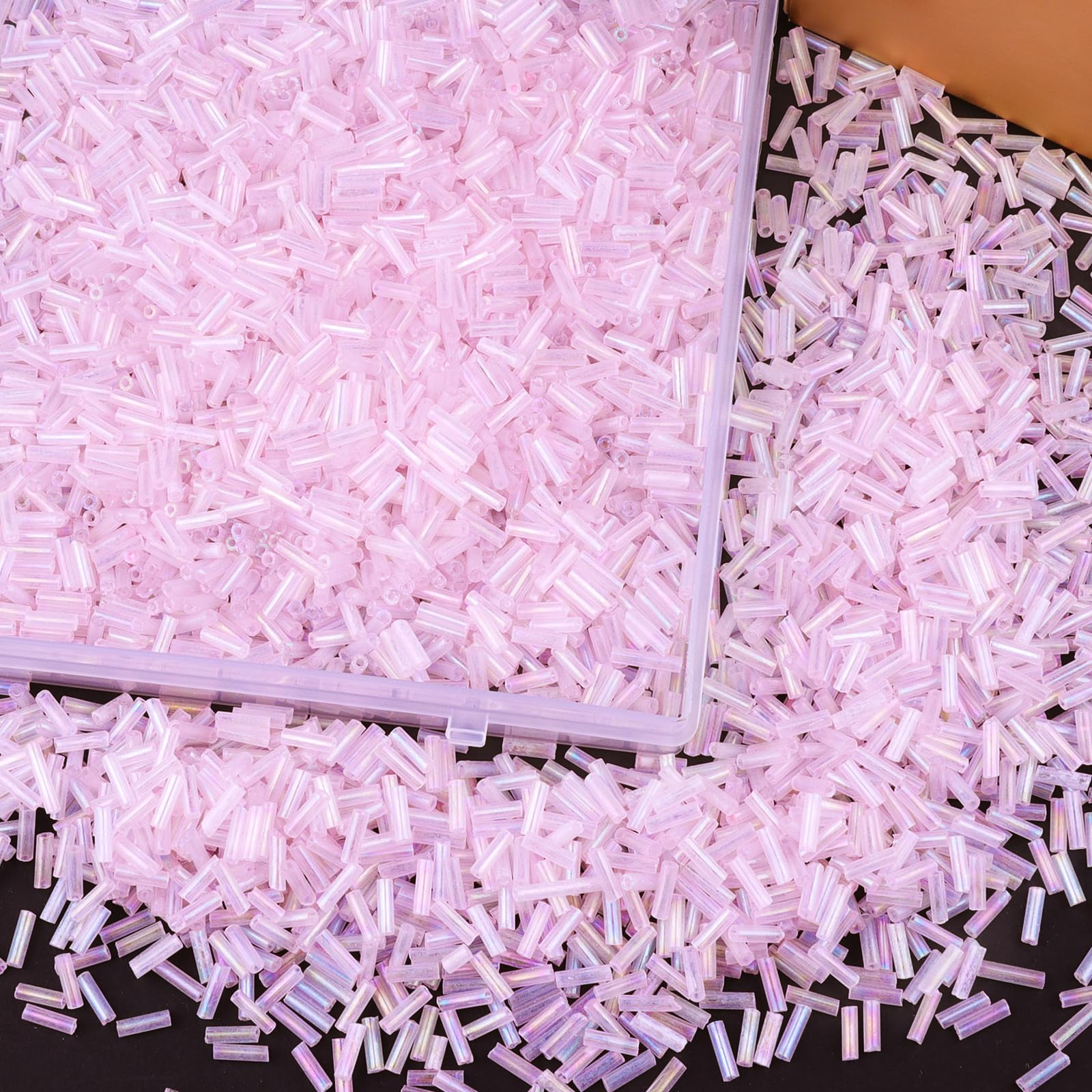 4000 cuentas de corneta, cuentas de tubo para hacer joyas, pequeñas cuentas largas para bordar, manualidades, pulseras, collares, suministros, 7 x 2 mm