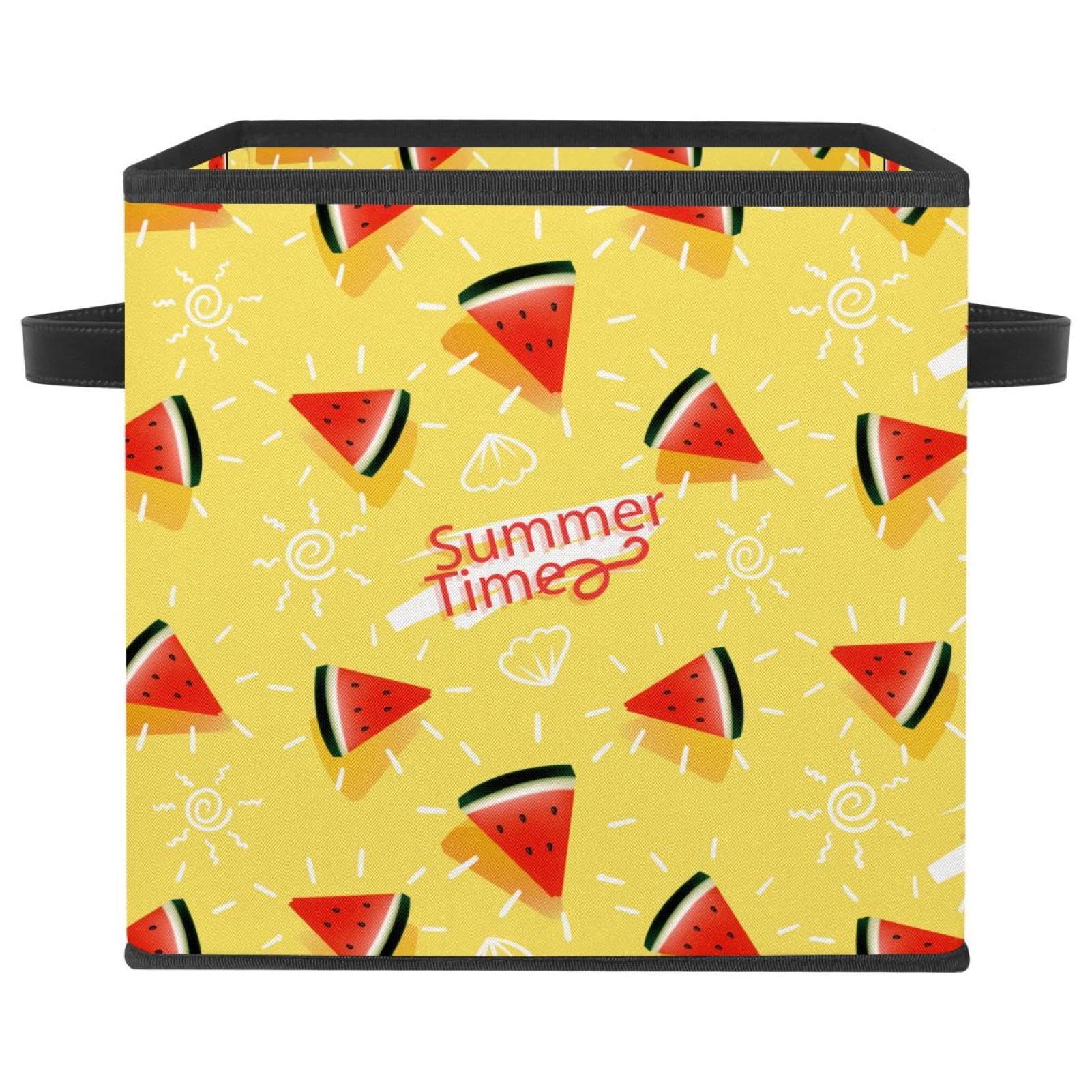 Boîte de rangement pliable cube tissu pastèque jouet et vêtements