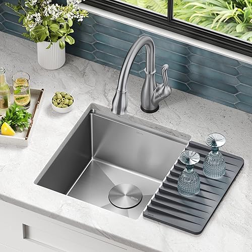 Miniatura 3 de DELTA FAUCET - Lavaplatos Lorelai de cocina para estación de trabajo de barra, de calibre 16, con tarja individual de acero inoxidable con borde