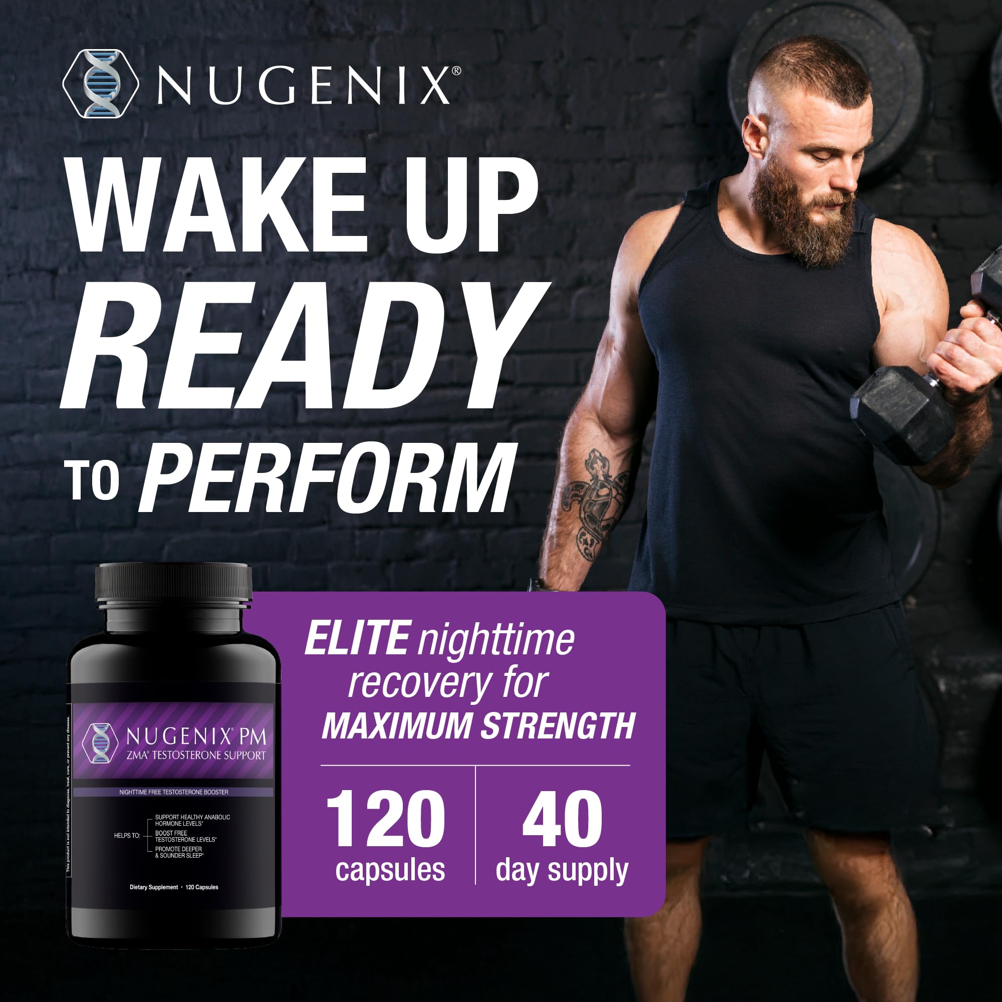 Nugenix PM ZMA - Nighttime Free Testosterone Booster for Men, 120ct — Amazon image 3