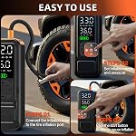 Y34 Gonfleur de pneus Portable Air Compresseur,4X Inflation plus rapide10000mAh Cordless/12V DC 150PSI Air Pompe pour pneus de voiture avec jauge de pression numérique / lumière LED pour voiture, motocycle, broche, boule