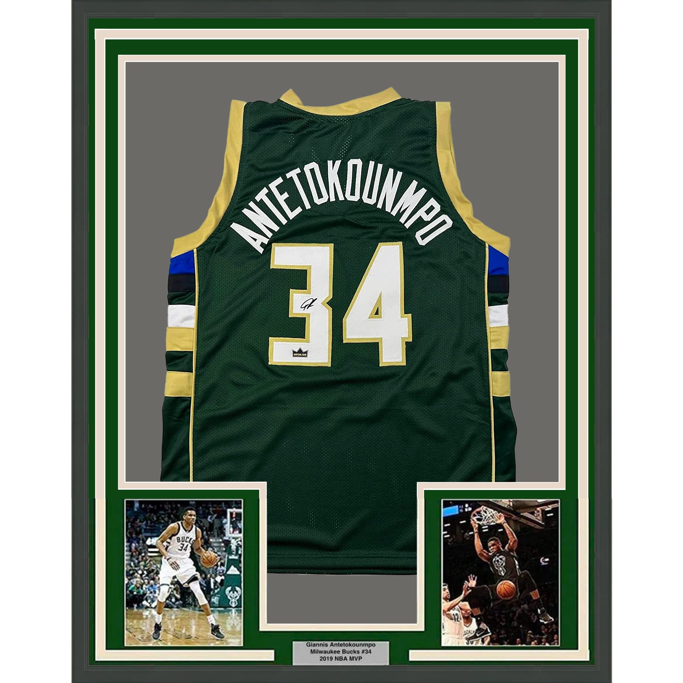 Framed Facsimile Autographed Giannis Antetokounmpo 35x39 Milwaukee