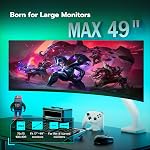 Bras de moniteur ultralarge ARES WING pour écran de 17 à 49 po, blanc | Supporte 44 lb, bras de moniteur à ressort à gaz réglable pour montage de bureau pour Samsung Odyssey G9 et plus, montage Vesa 75/100