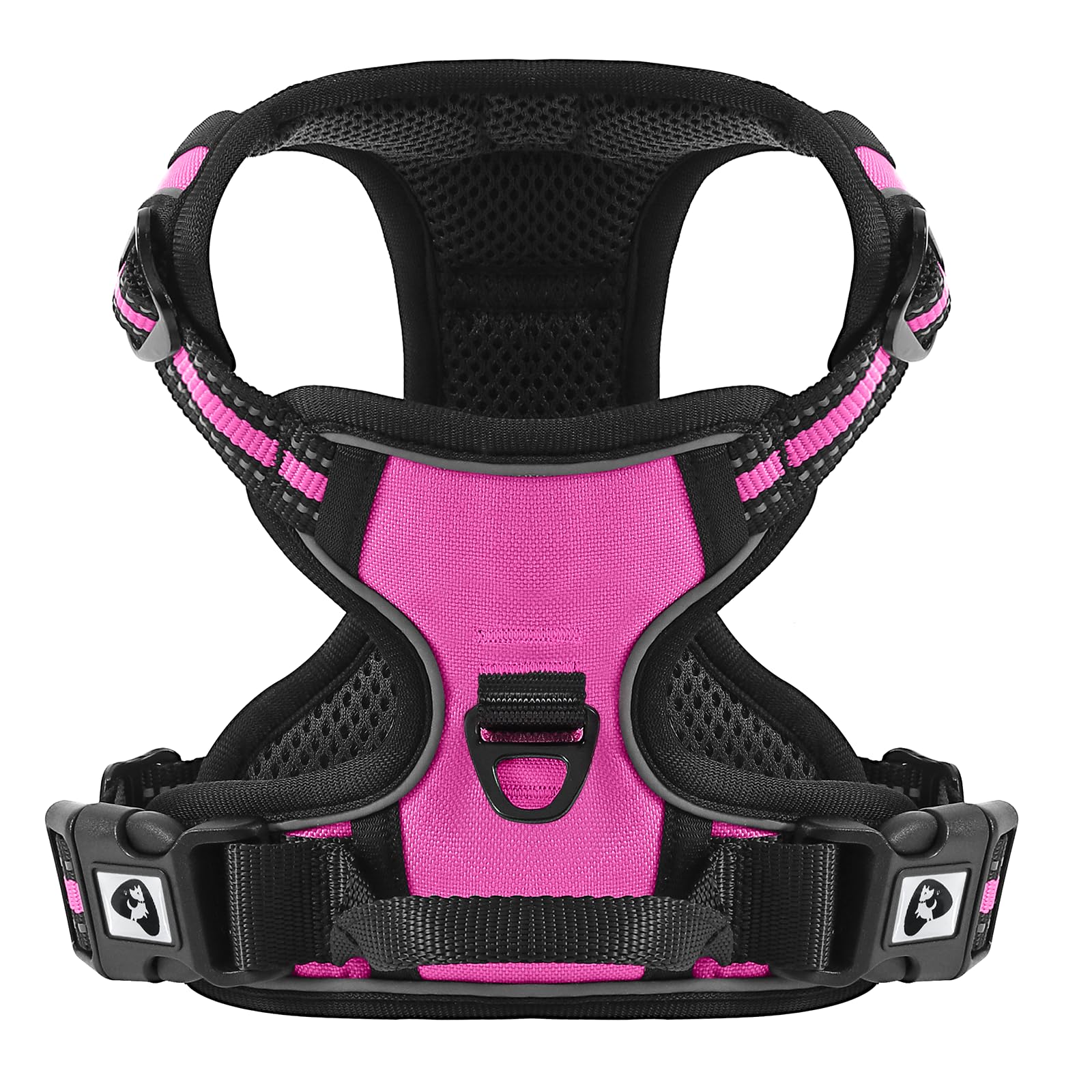 COMSLE Pettorina Cane Taglia Grande Media Piccola, Pettorina per Cani Anti Tiro Riflettente, Imbracatura Regolabile Cani con 2 Ganci in Metallo per Addestramento Corsa (Rosa Rosso, L)