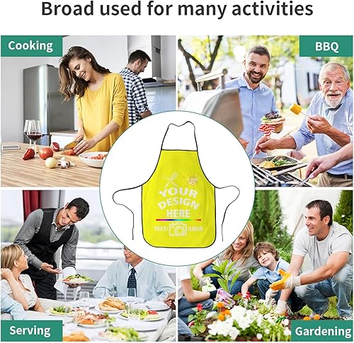 Miniatura 6 de Delantal personalizado para mujeres y hombres, diseña tu divertido texto, logotipo, imagen, delantales de cocina, 1-100 piezas, chef personalizado