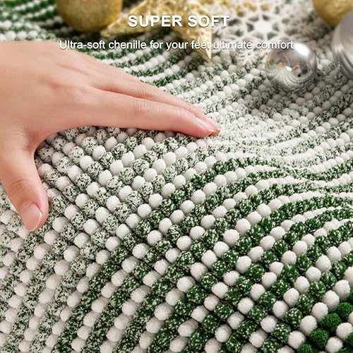 Miniatura 2 de BSICPRO Juego de alfombras de baño de 3 piezas, tapetes de baño en forma de U, juego de tapetes de baño de felpilla absorbente de rayas largas,