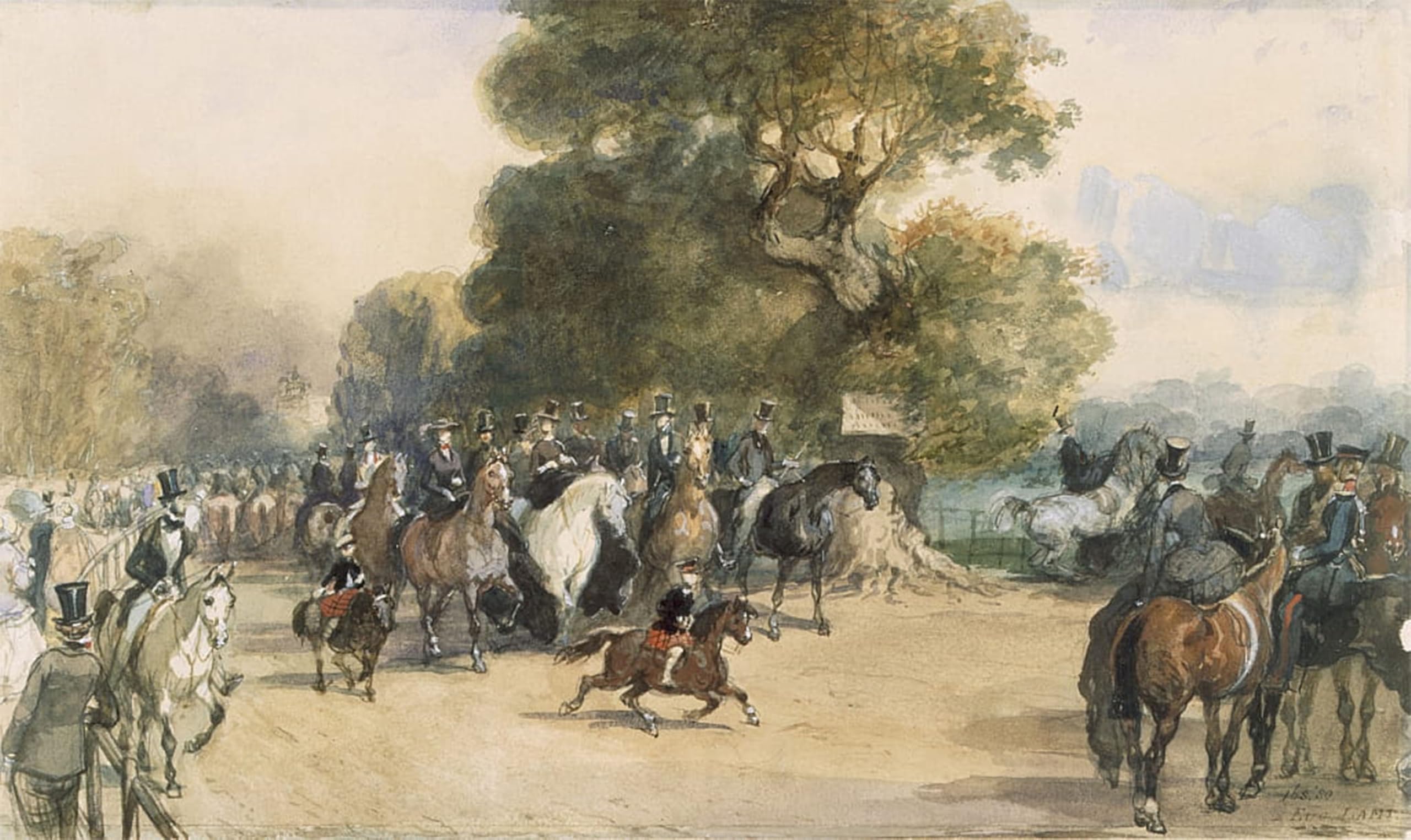 POSTERIIk Vintage Art Print Images Pictures Print Scene in Hyde Park by Eugene Louis Lami Modern Colour Posters for Office Home Decor 60x90cm