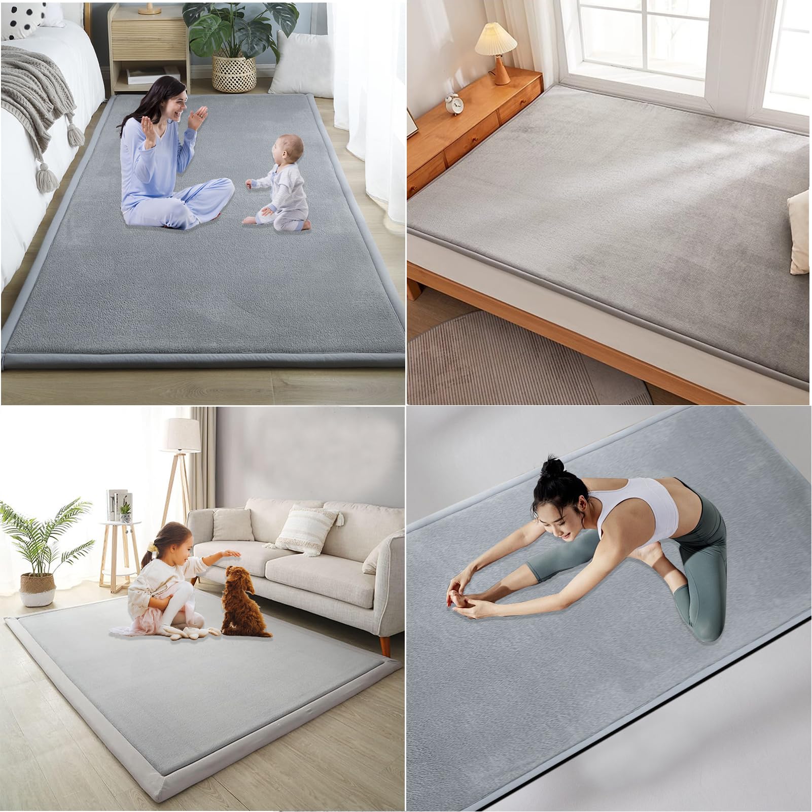 Krabbelmatte Baby Teppich 150 x 220 cm Kinderteppich Teppich Kinderzimmer Spielmatte Krabbeldecke Baby, Rutschfester Unterseite&Weicher Kurzflor, Pflegeleicht, Spielteppich Kinder, Yogateppich