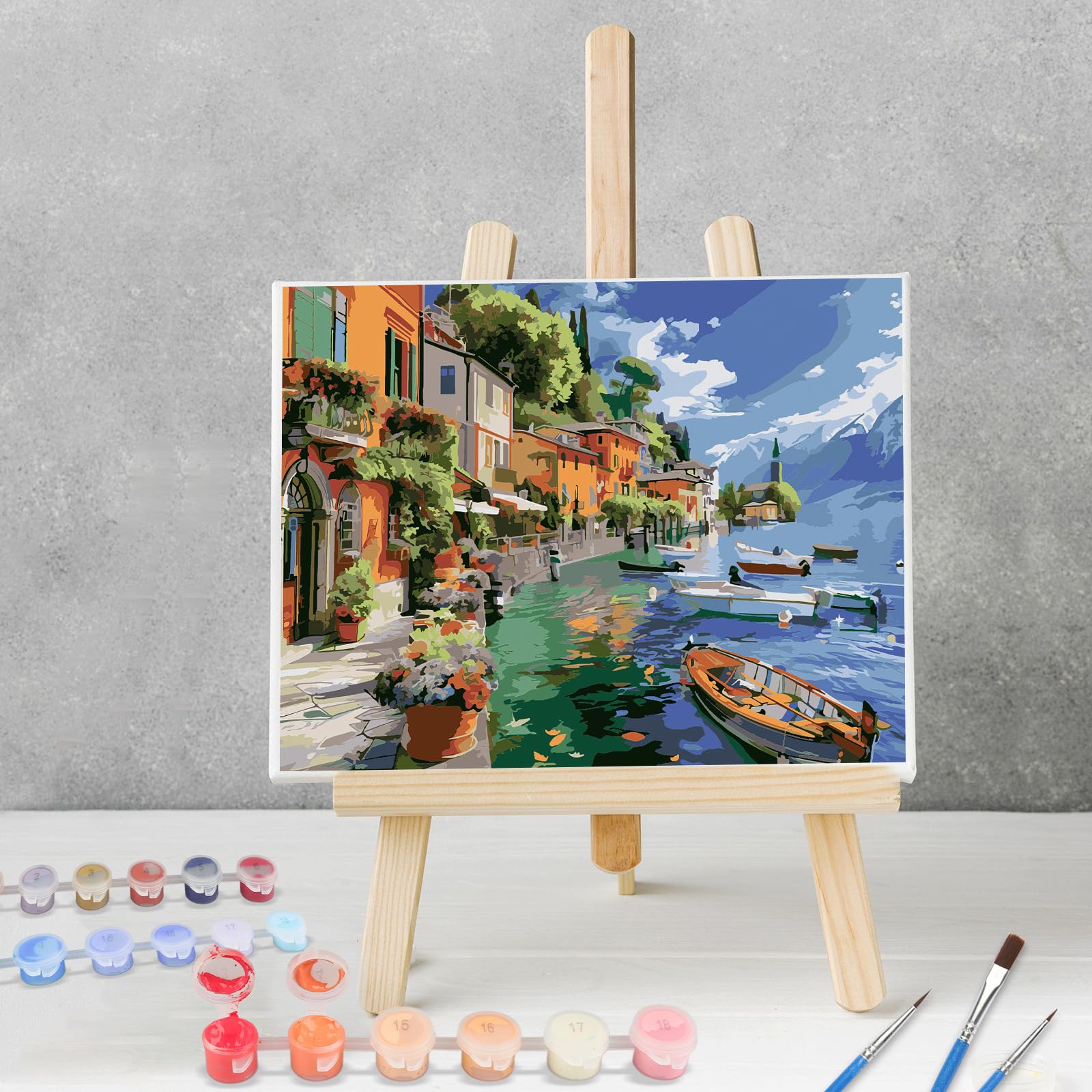 Peinture Par Numéro Figured'Art Avec Cadre - Barque Sous Les Cocotiers - Kit De Loisir Créatif