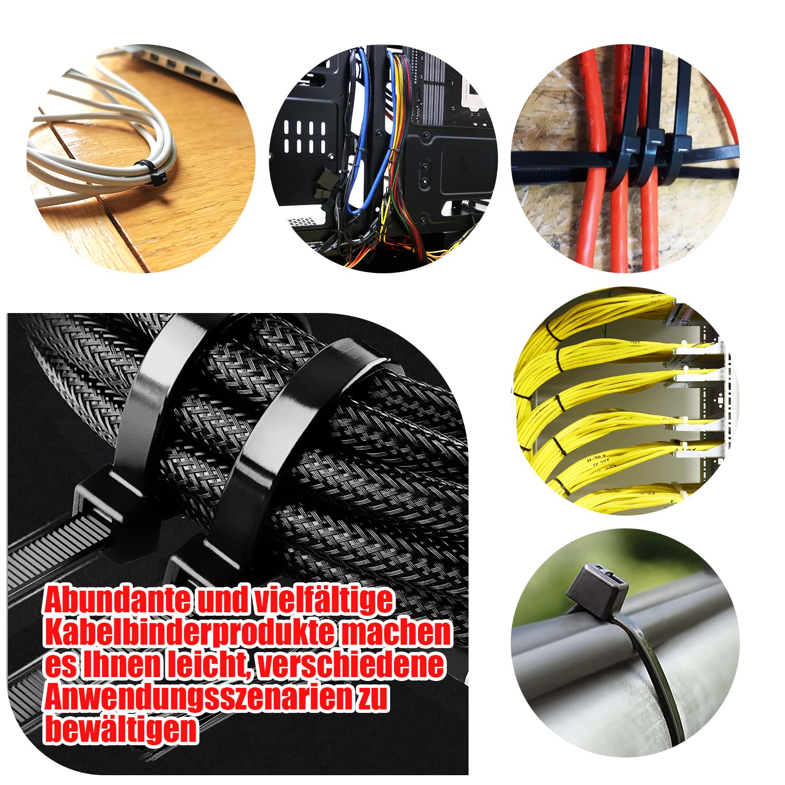 Toloom Kabelbinder Set 1000 Stück - UV-beständig 18kg Zugfestigkeit