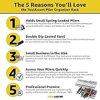 Vista 2 de Estante organizador de alicates para almacenamiento de cajas de herramientas, sostiene alicates de mango regular y ancho, se adapta a cajas