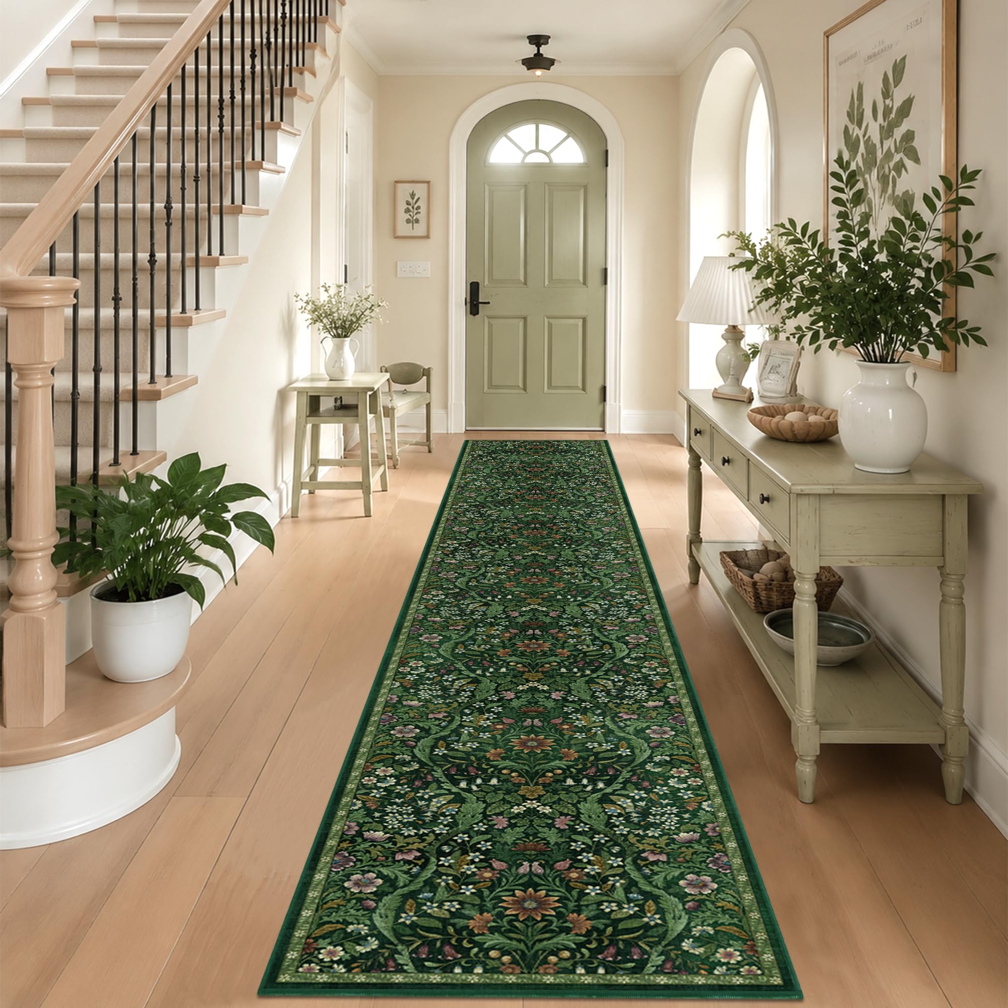 2x12 Floral Runner Rug for Hallway Washable Kitchen Runner Rug