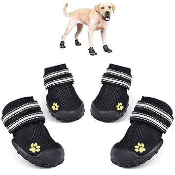 Hipaw Summer Breathable Mesh Reflective Strap Rugged Nonslip Sole Dog Boots