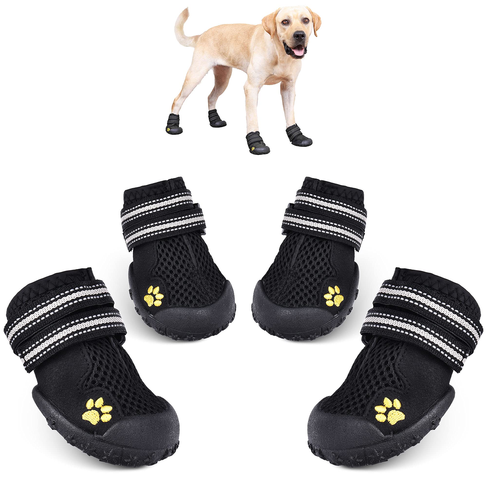 Summer Breathable Mesh Reflective Strap Rugged Nonslip Sole Dog Boots