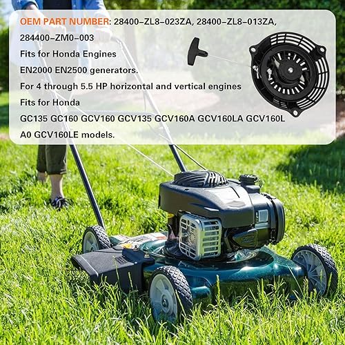 Miniatura 6 de 28400-Zl8-023ZA Cortacésped Recoil Starter Asamblea Negro para Honda GC135 GC160 GCV135 GCV160 EN2000 Generador Motor Motor