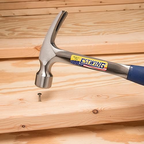 Miniatura 5 de Estwing Martillo de encuadre, garra recta de 22 onzas con cara fresada y agarre de reducción de golpes - E3-22SMR