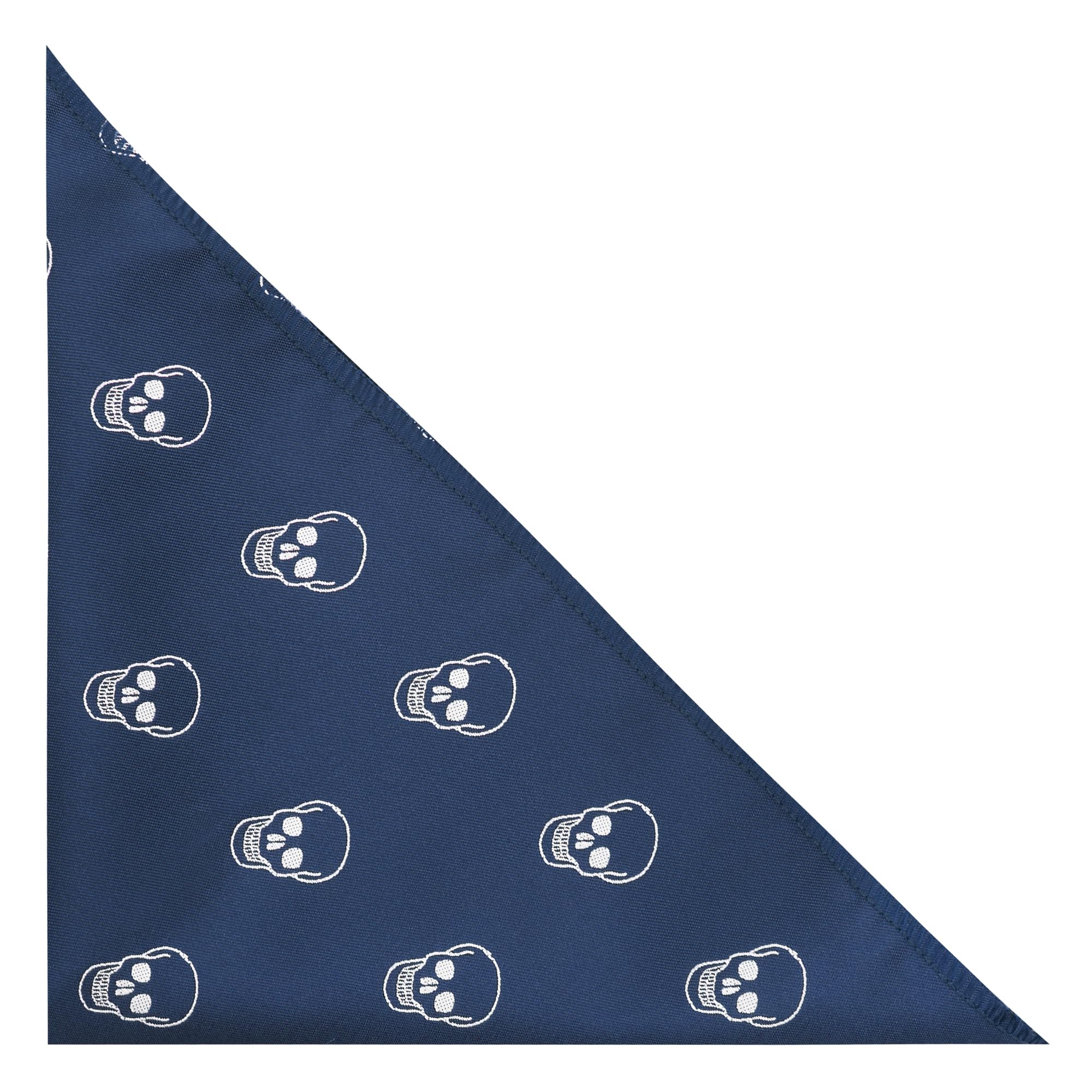 King & Priory Navy Blue Embroidered Skull Pocket Square, Handkerchief