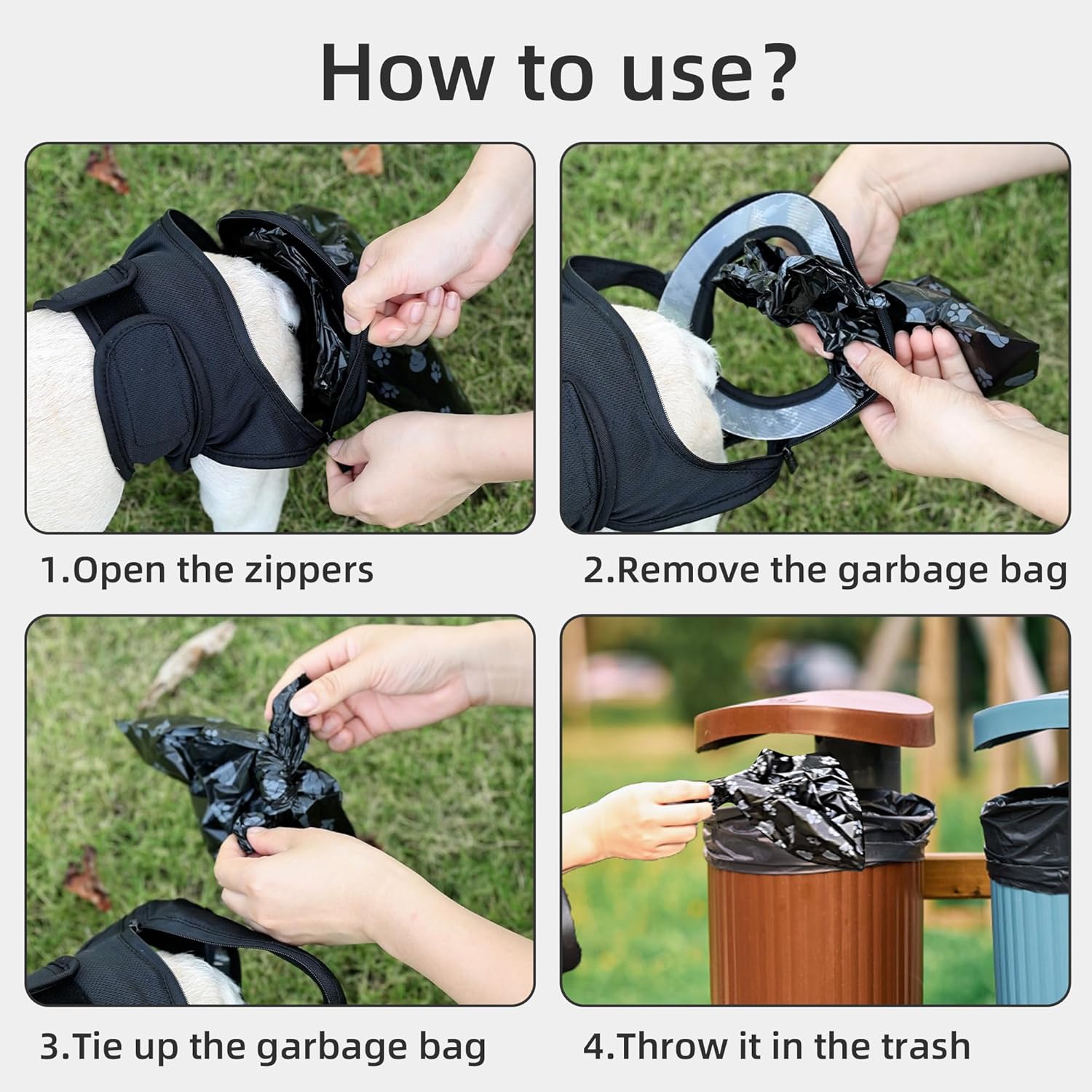 Wearable Automatic Dog Poop Collection Pants, Dog Poop Collector with Replaceable Dog Poop Bags for Old Dog Puppy Outdoor Use (L)