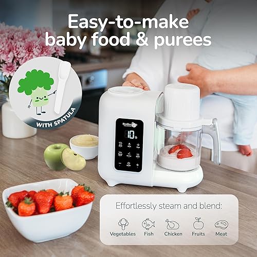 Miniatura 3 de BooBoo PuréePro 5 en 1 Máquina de alimentos para bebés, procesador multifuncional para licuadora de puré, picadora automática de cocción y molienda,