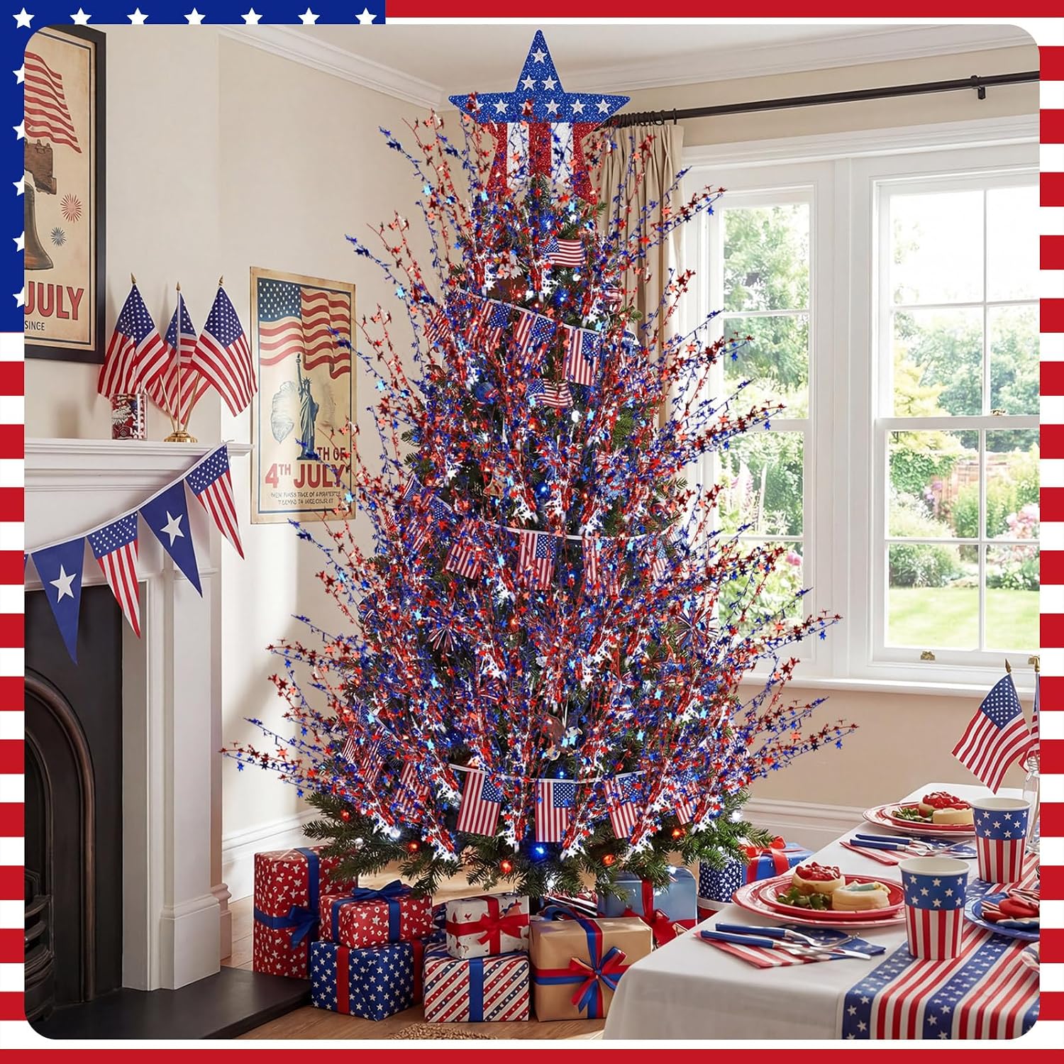Suncalla 12 Pcs 16" Patriotic Picks Red White and Blue Tree Decoration image 5