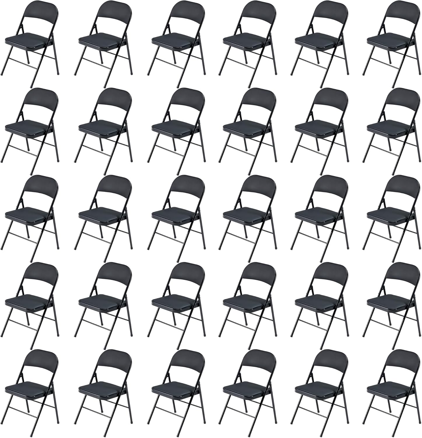 Black Folding Chairs 30 Pack with Padded Cushion for Outdoor & Indoor, Portable Stackable Commercial Foldable Chairs with Metal Frame for Events Office Wedding Party, 350lbs Capacity