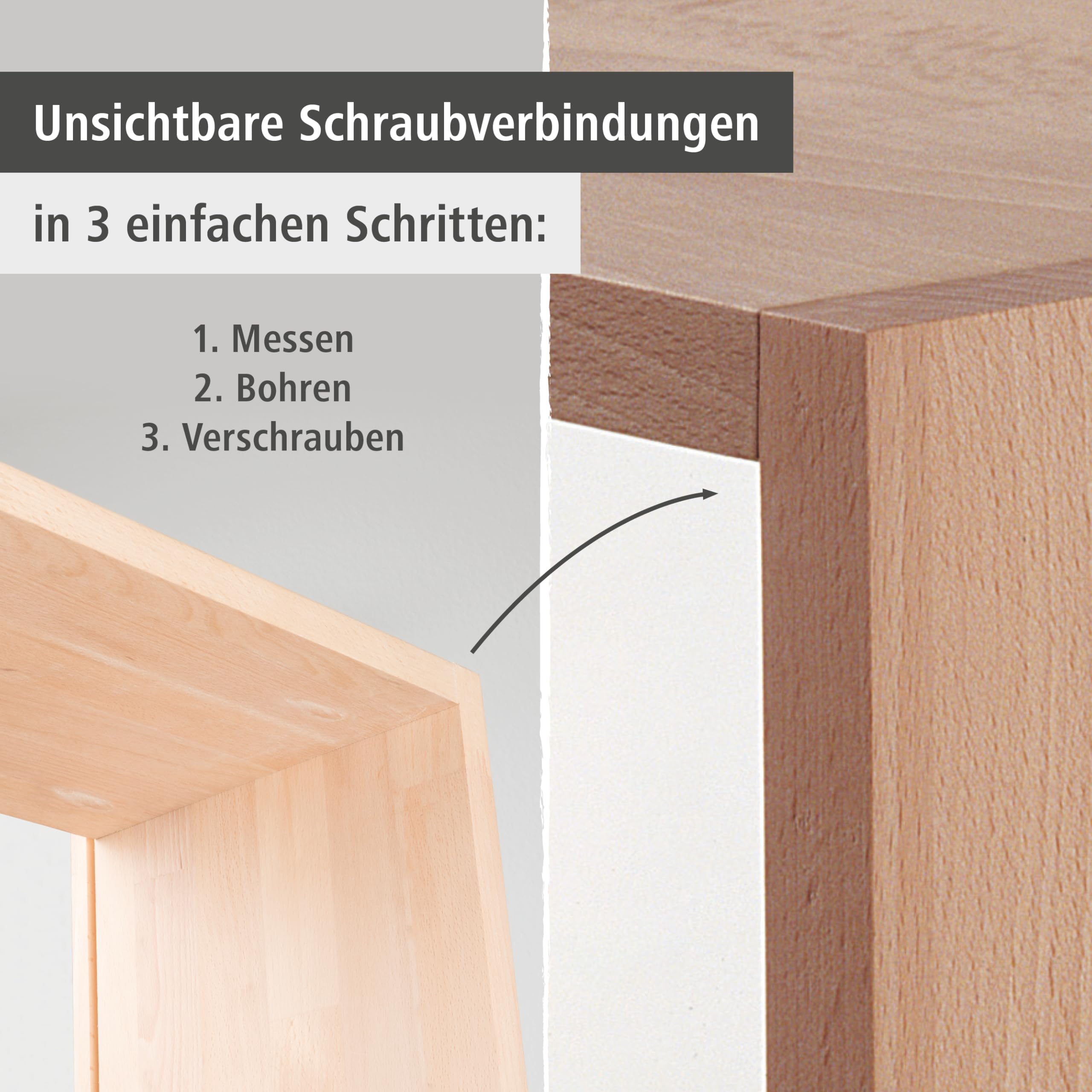Wolfcraft Undercover Jig Set Torx - Bohrschablone für Holzverbindungen | Versteckte Holzverbindungen für Möbelbau - Stufenbohrer, Holzdübel & Schrauben im Koffer, ab 12 mm Brettstärke - 4642100