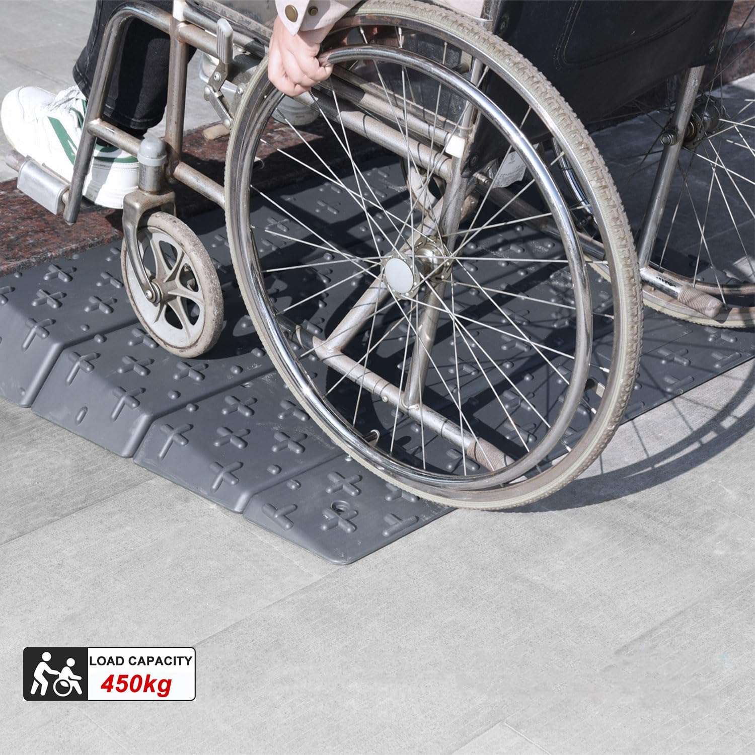 Rampa da soglia, Rampa modulare portatile per sedie a rotelle, scooter e pedoni (15 cm H)