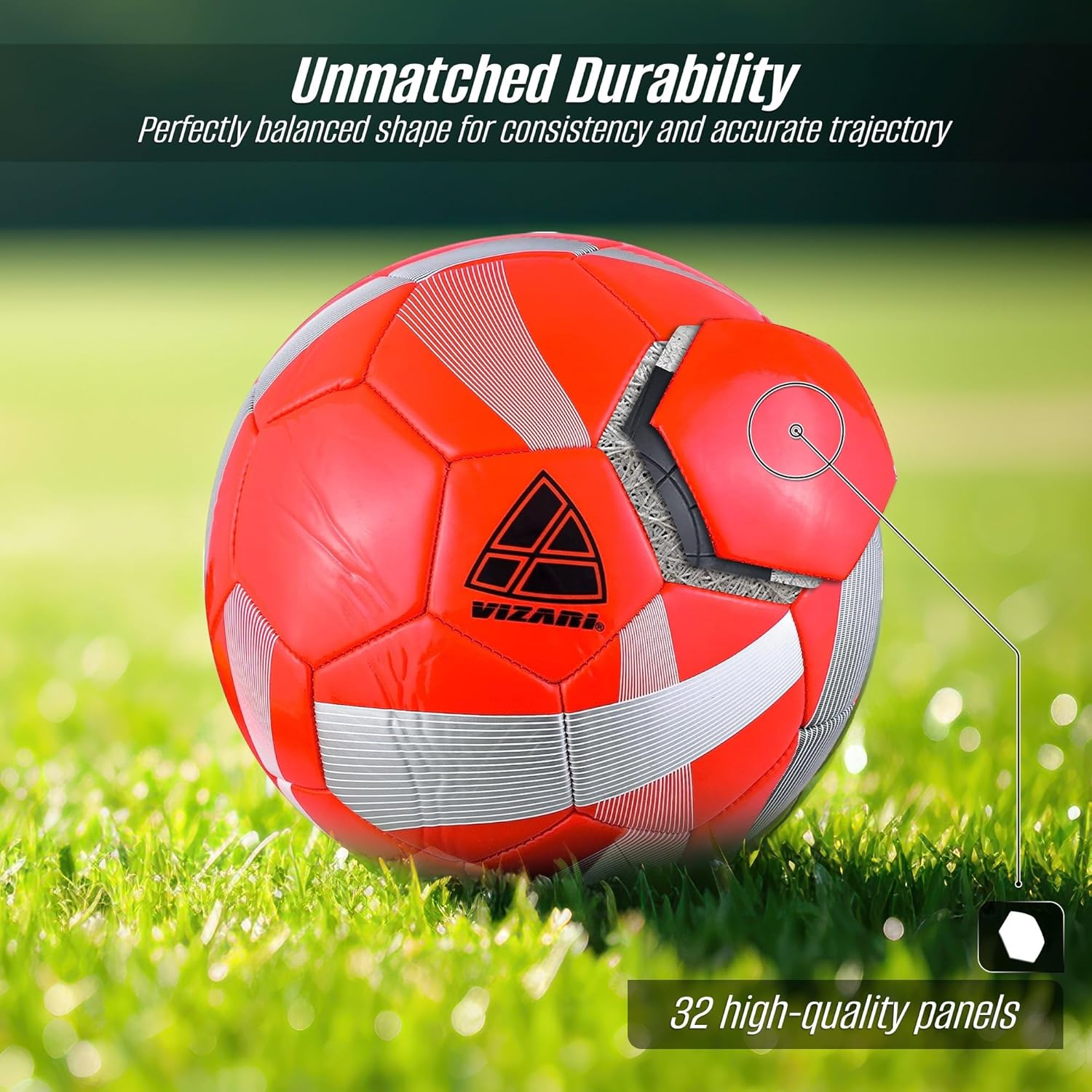 VIZARI Hydra Soccer Ball for Boys | Eye-Catching Outdoor Soccer Ball with Unique Graphics | Durable TPU Casing & Reinforced Rubber Bladder for Maximum Air Retention (Pack of 1, 6 & 12)