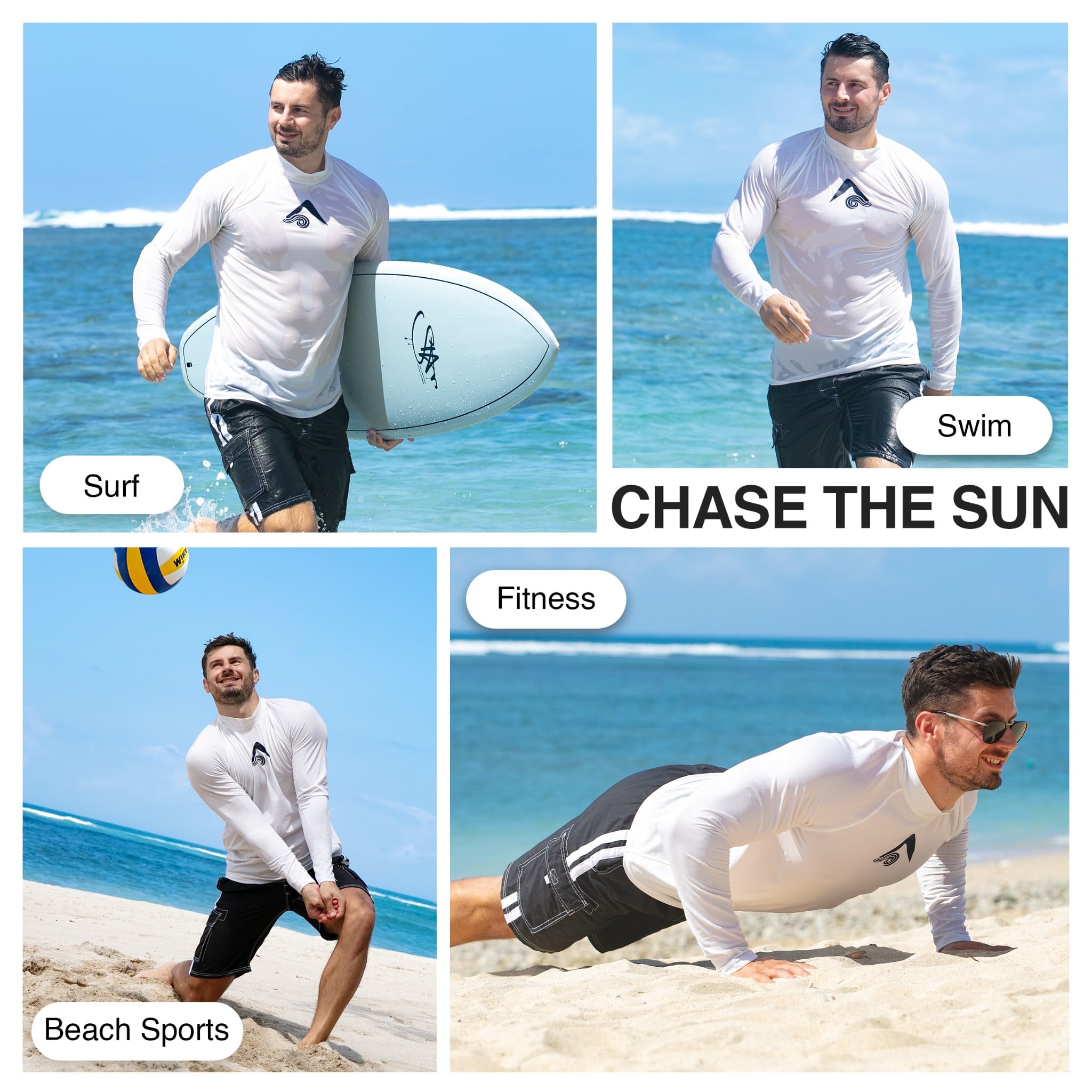 Kanu Surf Men's Long-Sleeve Platinum UPF 50+ Rashguard