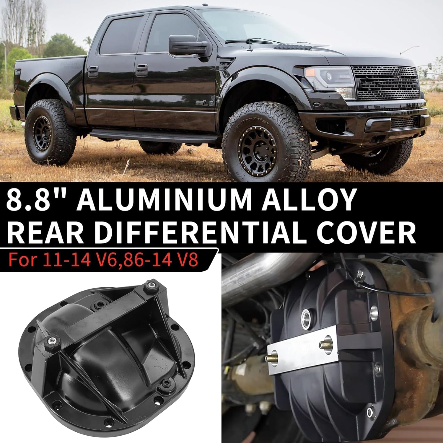 Dokili Rear Billet Aluminium Alloy 8.8" Differential Cover for Ford Mustang Rear Ends with 10 Bolts