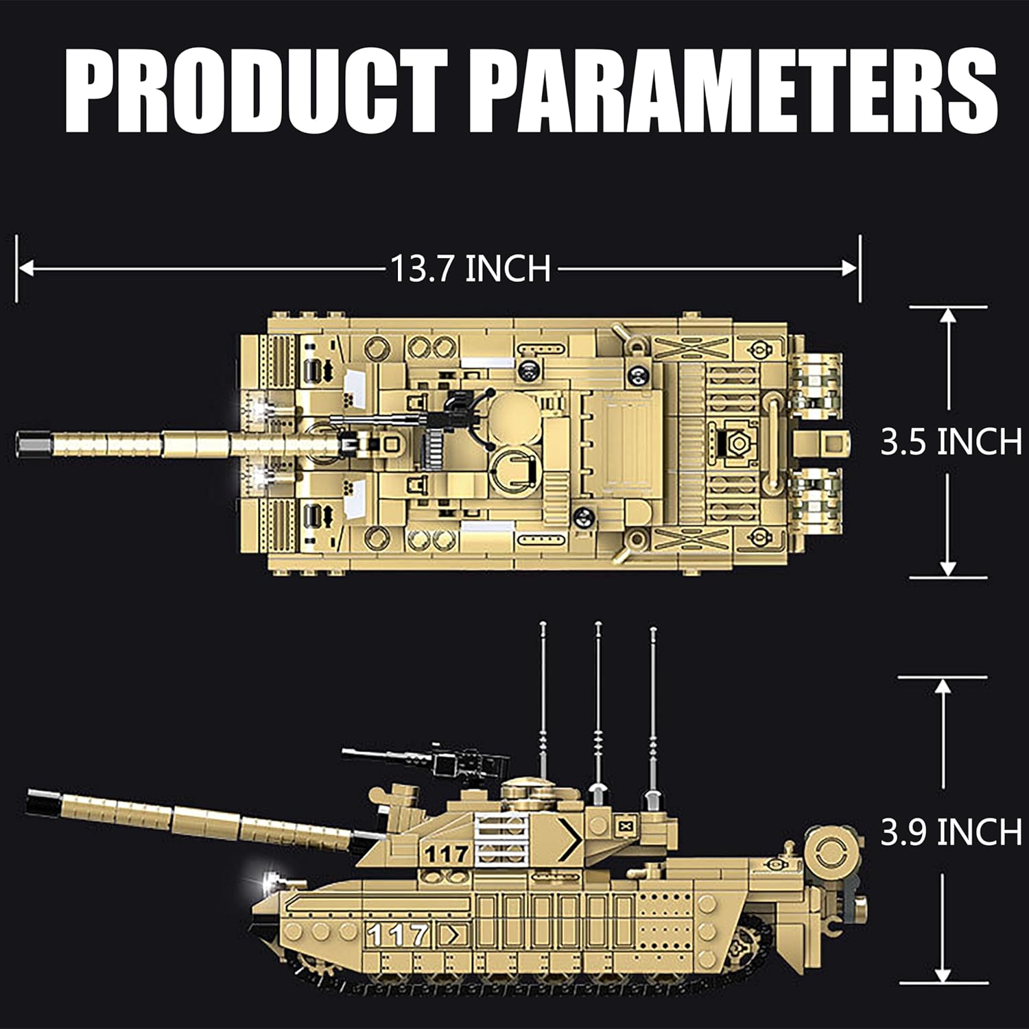 WW2 Military Tank, Challenger II Main Battle Tank Army Toys for Kids - 485pcs, Children's Educational Building Blocks Set, Suitable for Ages 6+