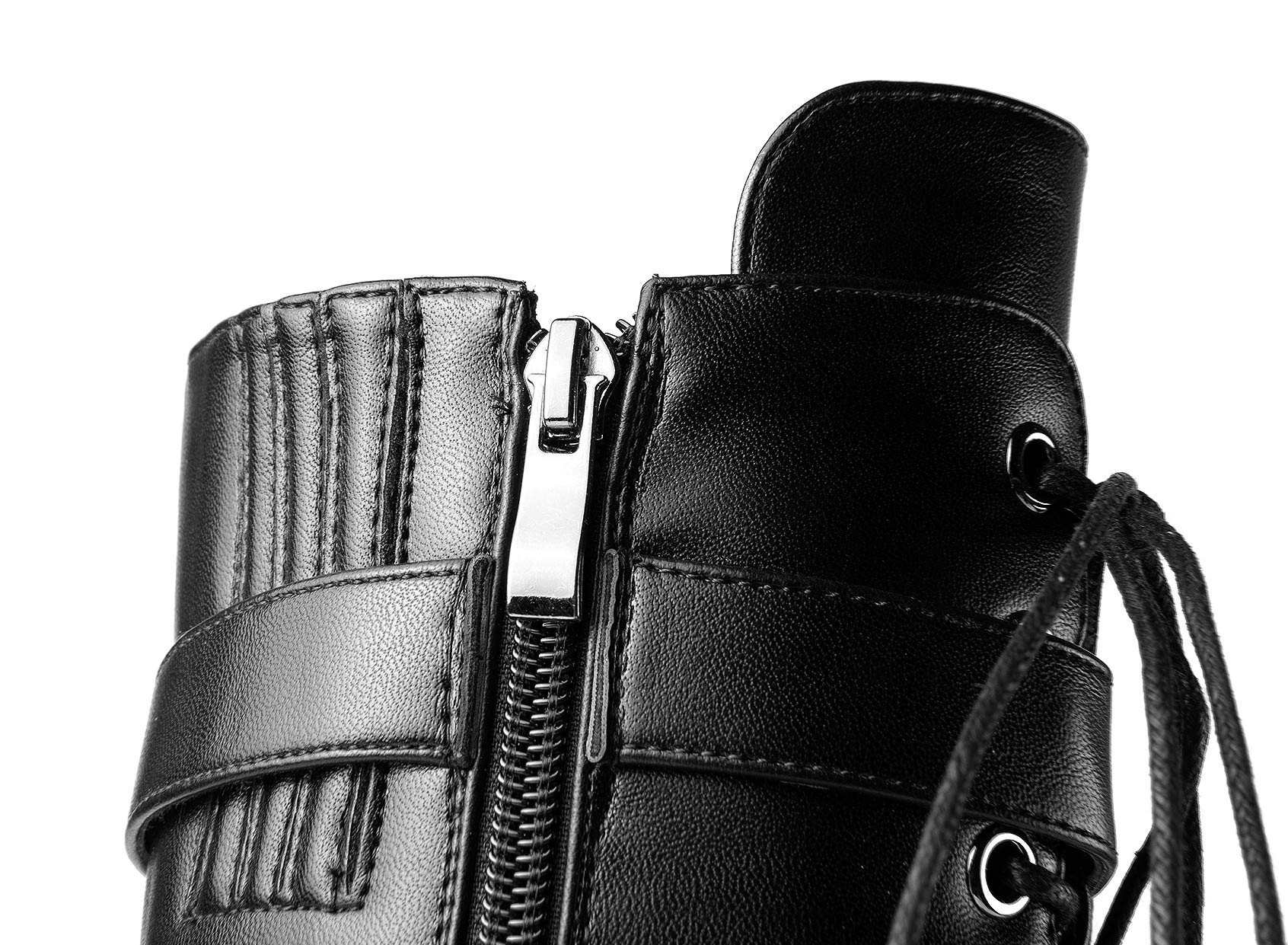 ANN CREEK 'Batian' Ultra High Stiletto Heels Platform Lace Up Boots: 5 Black