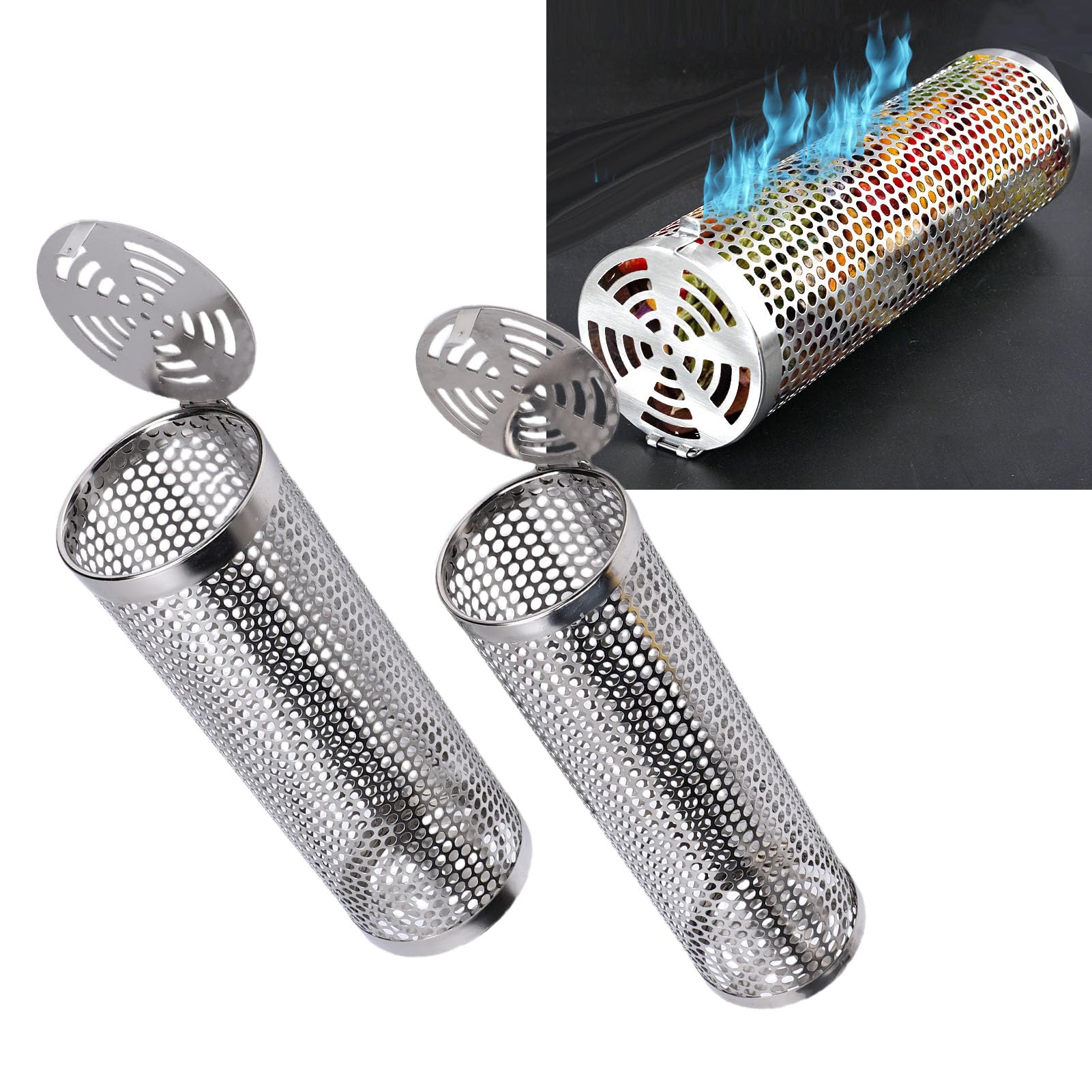 Socobeta Set di Cestelli per Barbecue in Acciaio Inossidabile 304, Design Spazioso per Carne e Verdure, Ideale per Riunioni di Famiglia, Perfetto per Uso Esterno